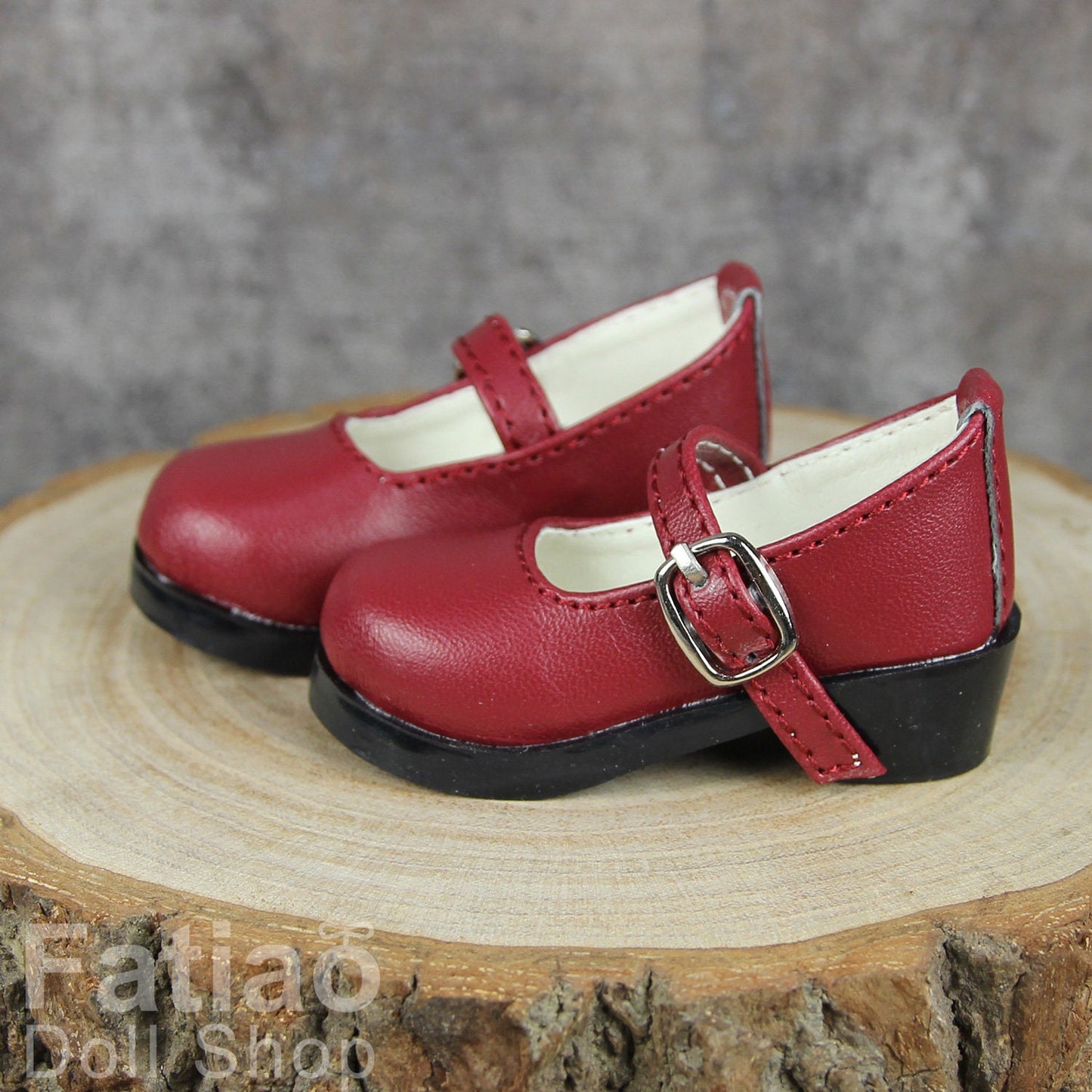 Fatiao - New 1/4 BJD MSD Dollfie Dolls Mary Jane Shoes - Red wine (Size 5.5cm)