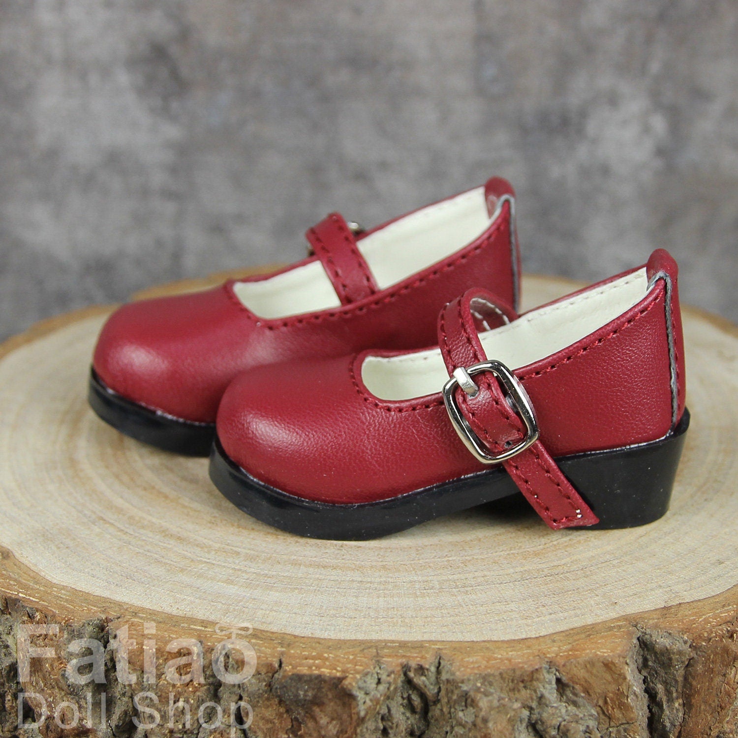 Fatiao - New 1/4 BJD MSD Dollfie Dolls Mary Jane Shoes - Red wine (Size 5.5cm)