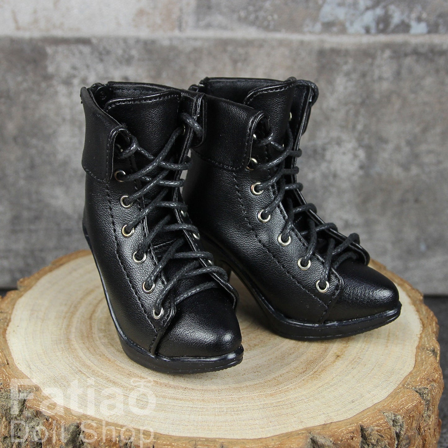 Fatiao - Dollfie 1/3 BJD SD High Heeled Shoes Boots - Black (Size 6.5cm)