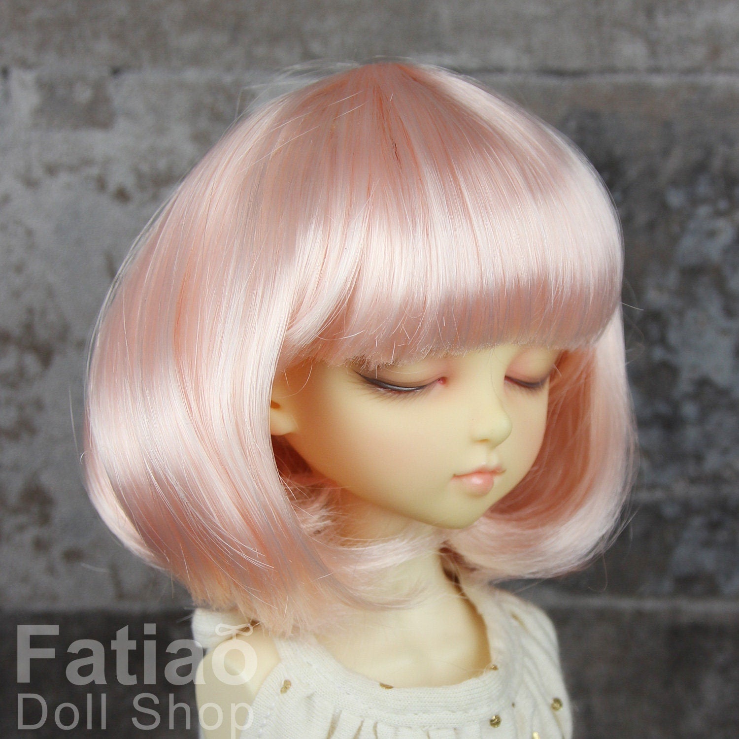 Fatiao - New Dollfie MSD Kaye Wiggs 1/4 BJD Size 7-8 inch Dolls Wig - Light Pink
