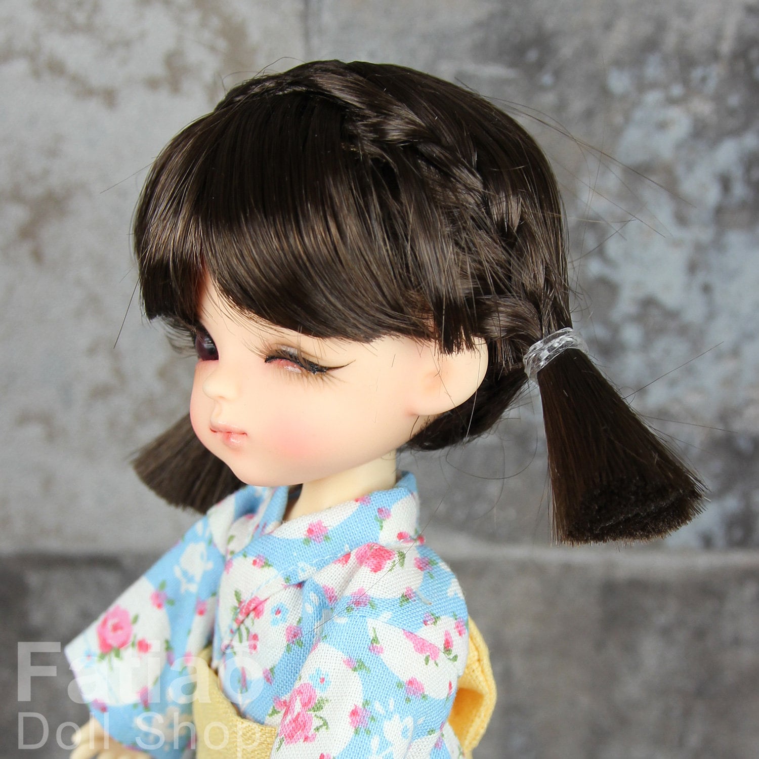 Fatiao - Dollfie Lati Yellow Pukifee 5-6" Angel Doll Wig Deep Brown