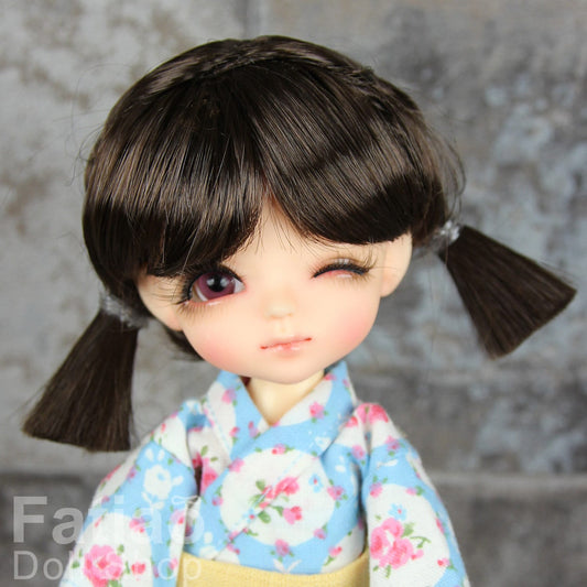 Fatiao - Dollfie Lati Yellow Pukifee 5-6" Angel Doll Wig Deep Brown
