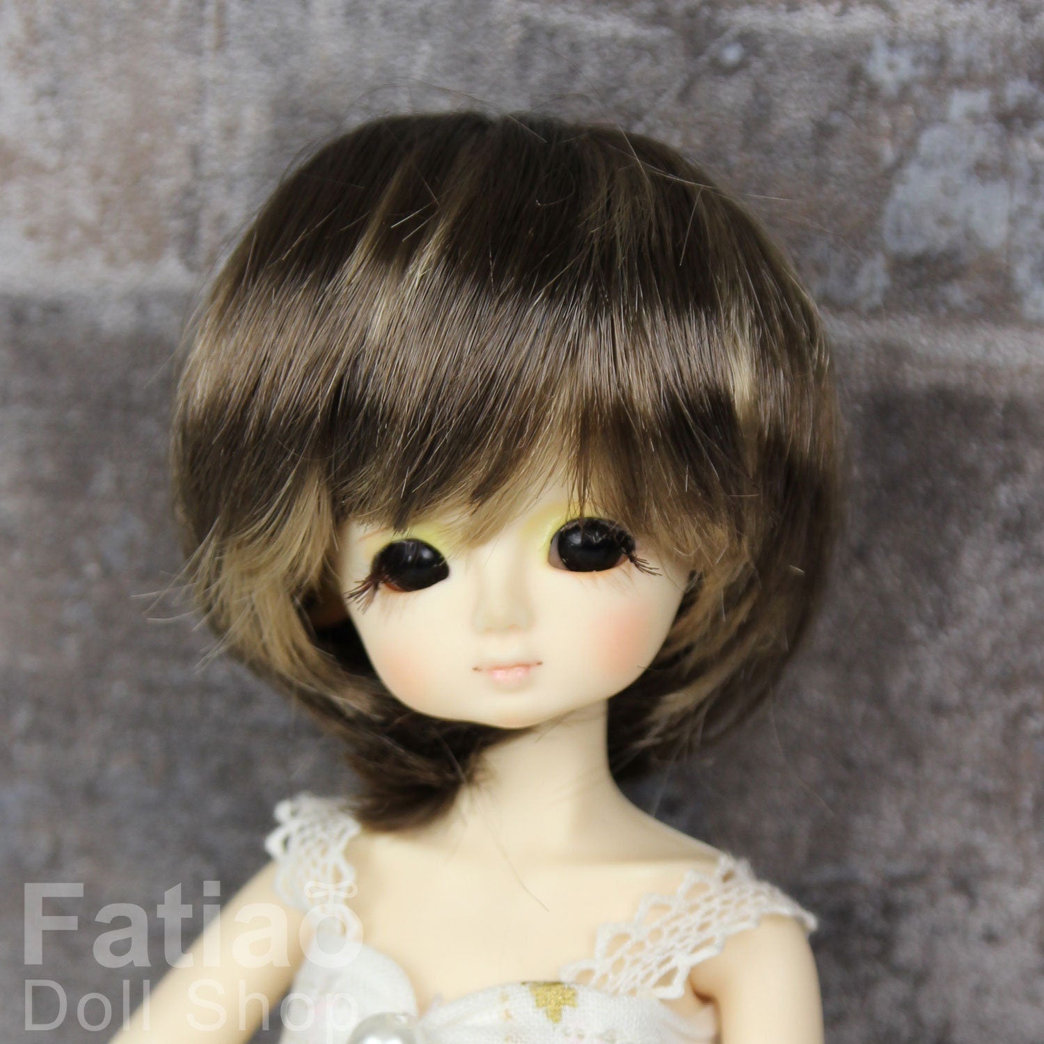 Fatiao - New Dollfie little pullip DAL Nendoroid BJD Dolls Wig - size 4-5" - Umber & Baby Brown