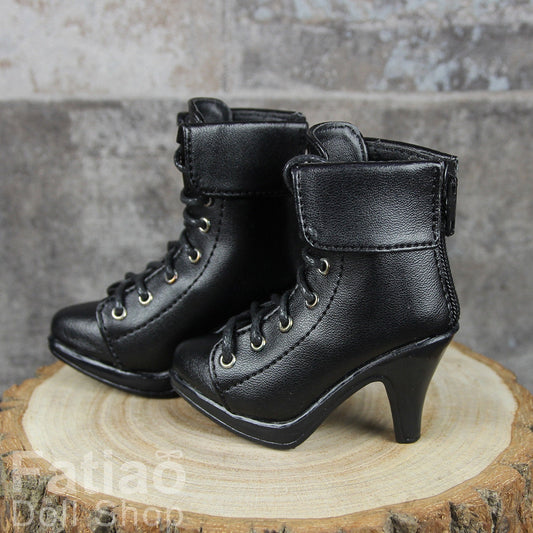 Fatiao - Dollfie 1/3 BJD SD High Heeled Shoes Boots - Black (Size 6.5cm)