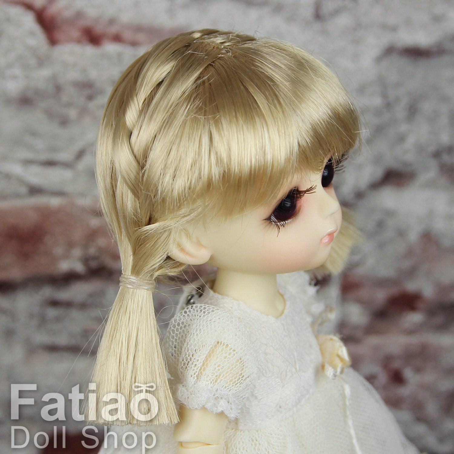 Fatiao - BJD Dollfie Lati Yellow Pukifee 5-6 inch Mohair Doll Wig - Cream gold