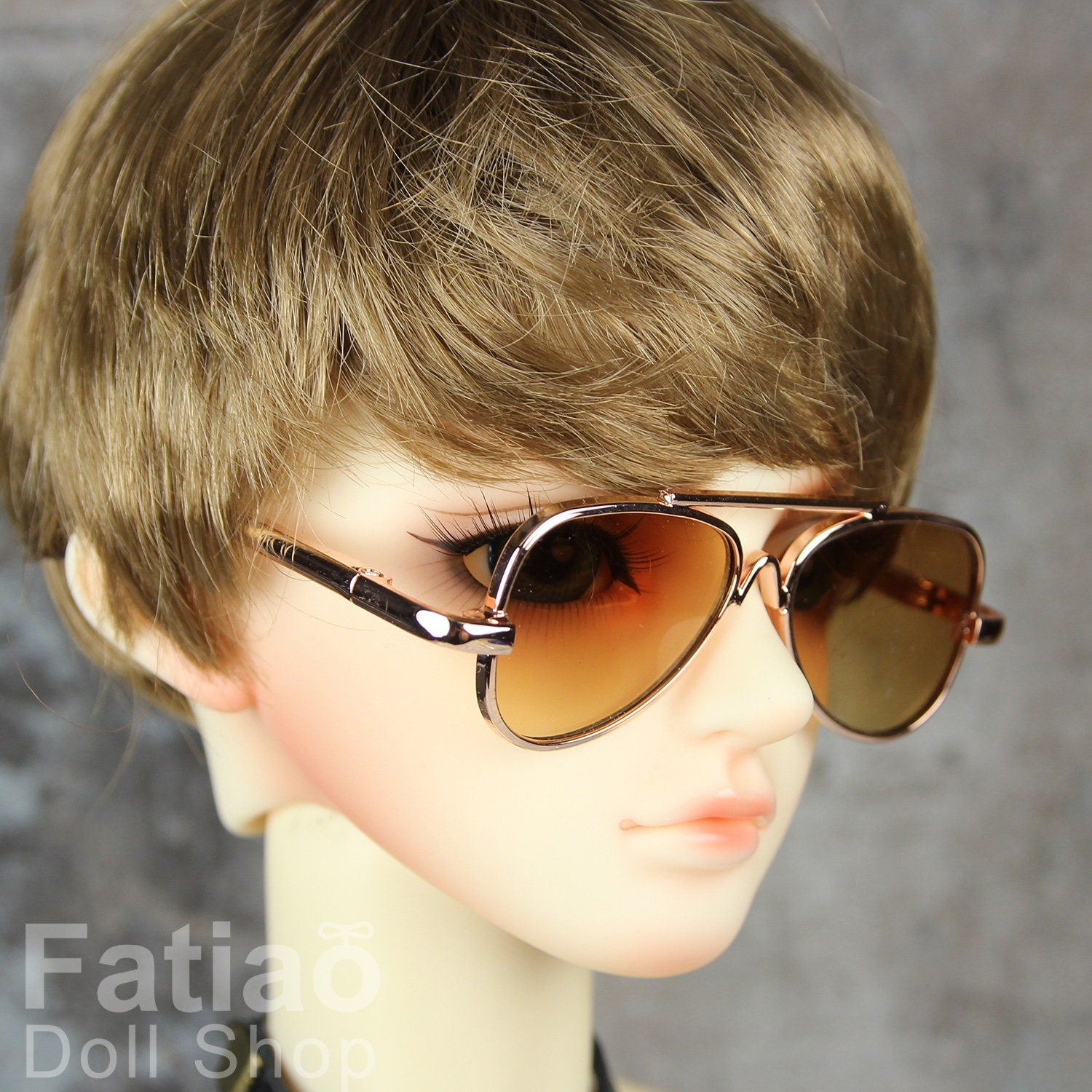 New fashion Full-Rim Dolls Glasses fit 1/3 BJD SD Super Dollfie - Gold