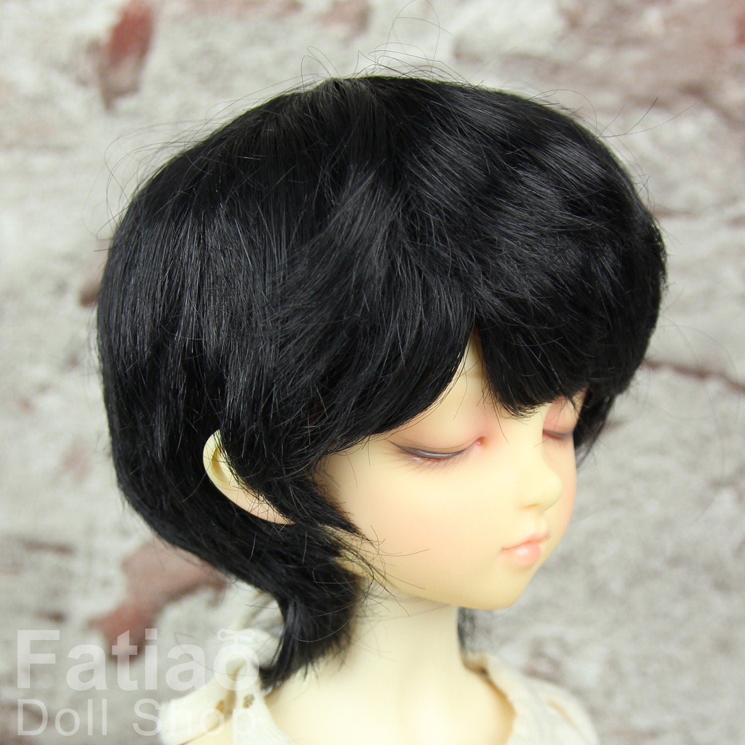 Fatiao - New Dollfie MSD Kaye Wiggs 1/4 BJD Size 7-8 inch - Black Dolls Wig