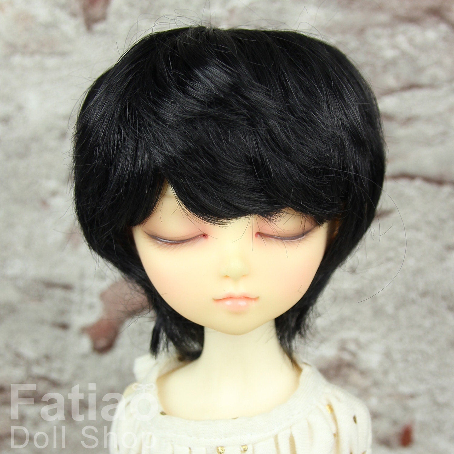 Fatiao - New Dollfie MSD Kaye Wiggs 1/4 BJD Size 7-8 inch - Black Dolls Wig