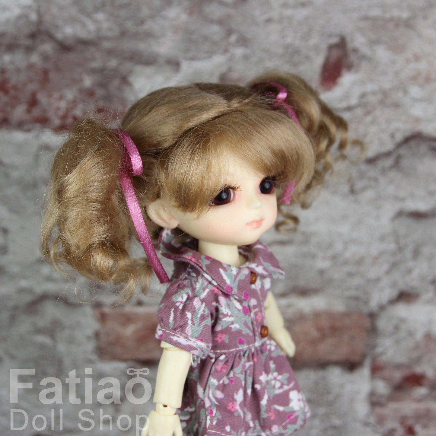 Fatiao - Dollfie Lati Yellow Pukifee 5-6 inch Mohair Doll Wig - Latte