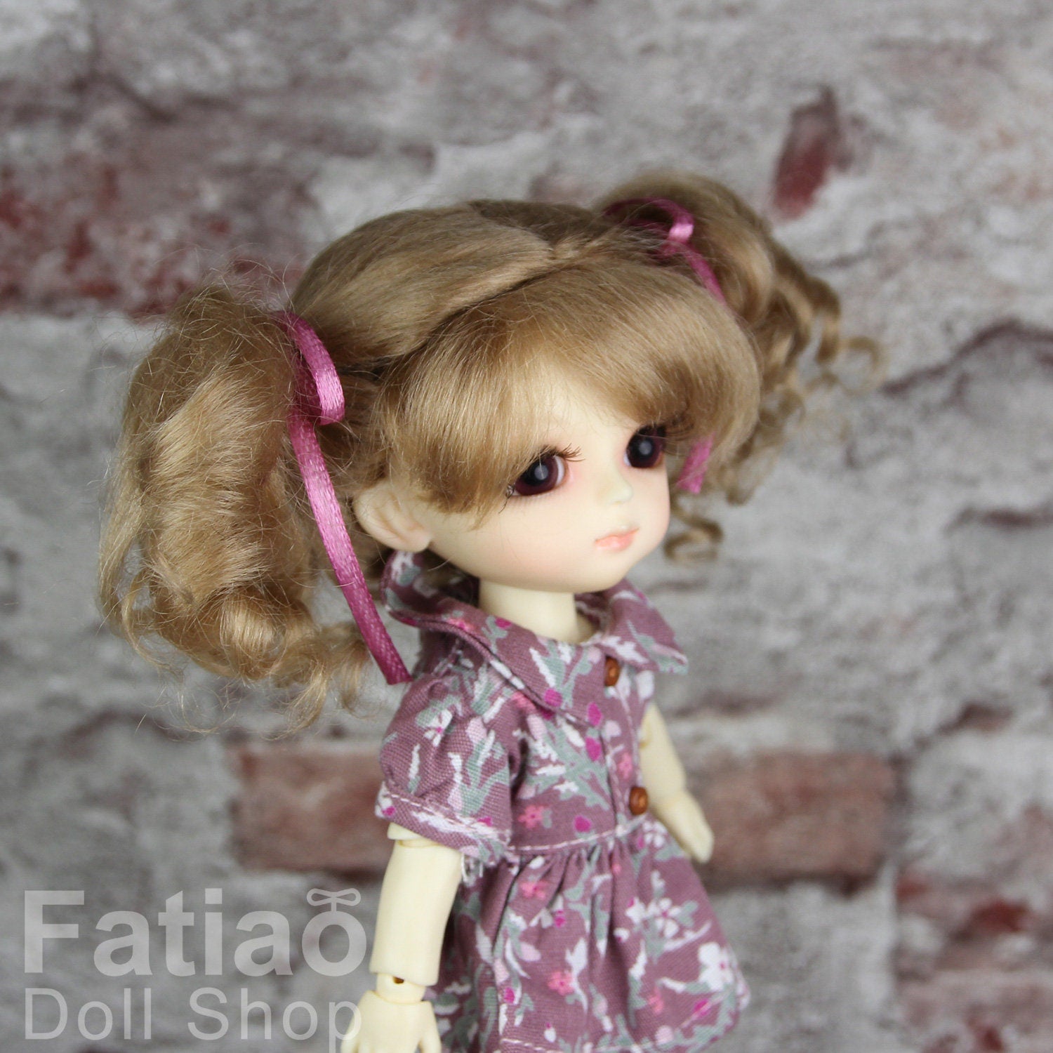 Fatiao - Dollfie Lati Yellow Pukifee 5-6 inch Mohair Doll Wig - Latte