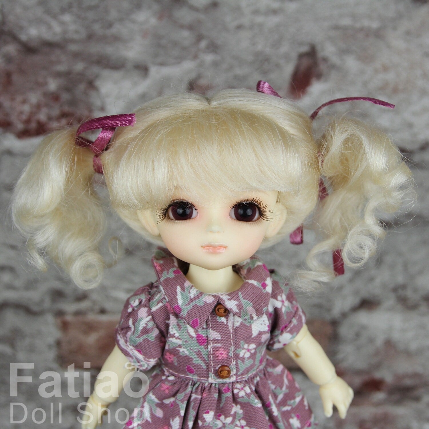 Fatiao - Dollfie Lati Yellow Pukifee 5-6 inch Mohair Doll Wig - Blonde
