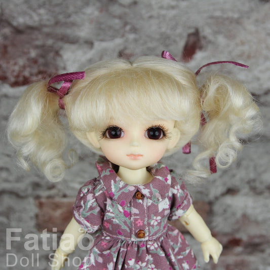 Fatiao - Dollfie Lati Yellow Pukifee 5-6 inch Mohair Doll Wig - Blonde