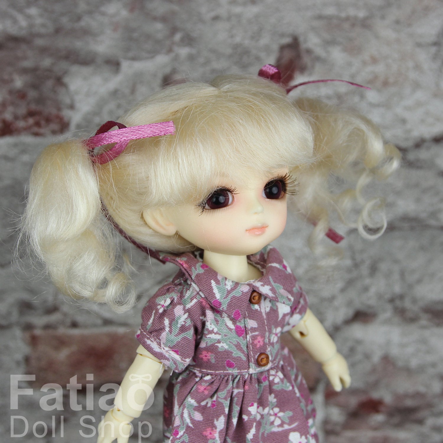 Fatiao - Dollfie Lati Yellow Pukifee 5-6 inch Mohair Doll Wig - Blonde