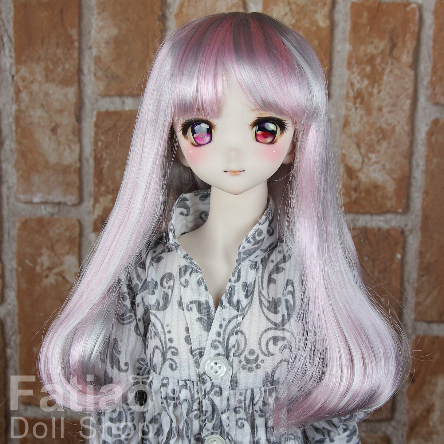 Fatiao - New Dollfie SD 1/3 BJD Dolls Wig size 8-9" - Gray & Pink