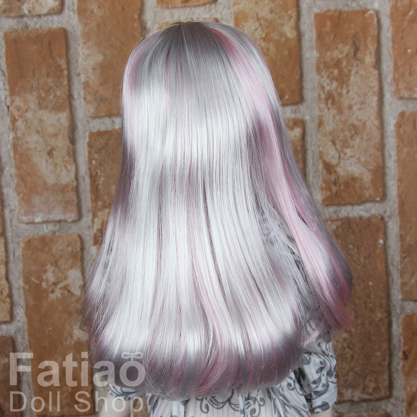Fatiao - New Dollfie SD 1/3 BJD Dolls Wig size 8-9" - Gray & Pink