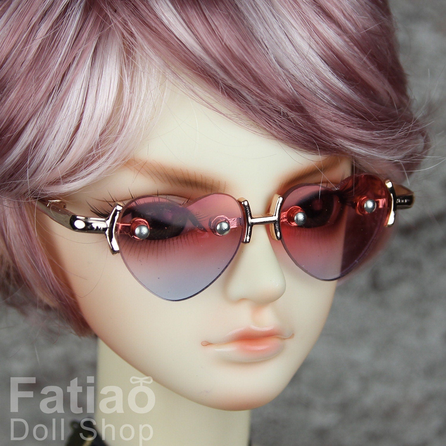 New fashion Rimless Frames Dolls Glasses fit 1/3 BJD SD Super Dollfie Heart Gradient color
