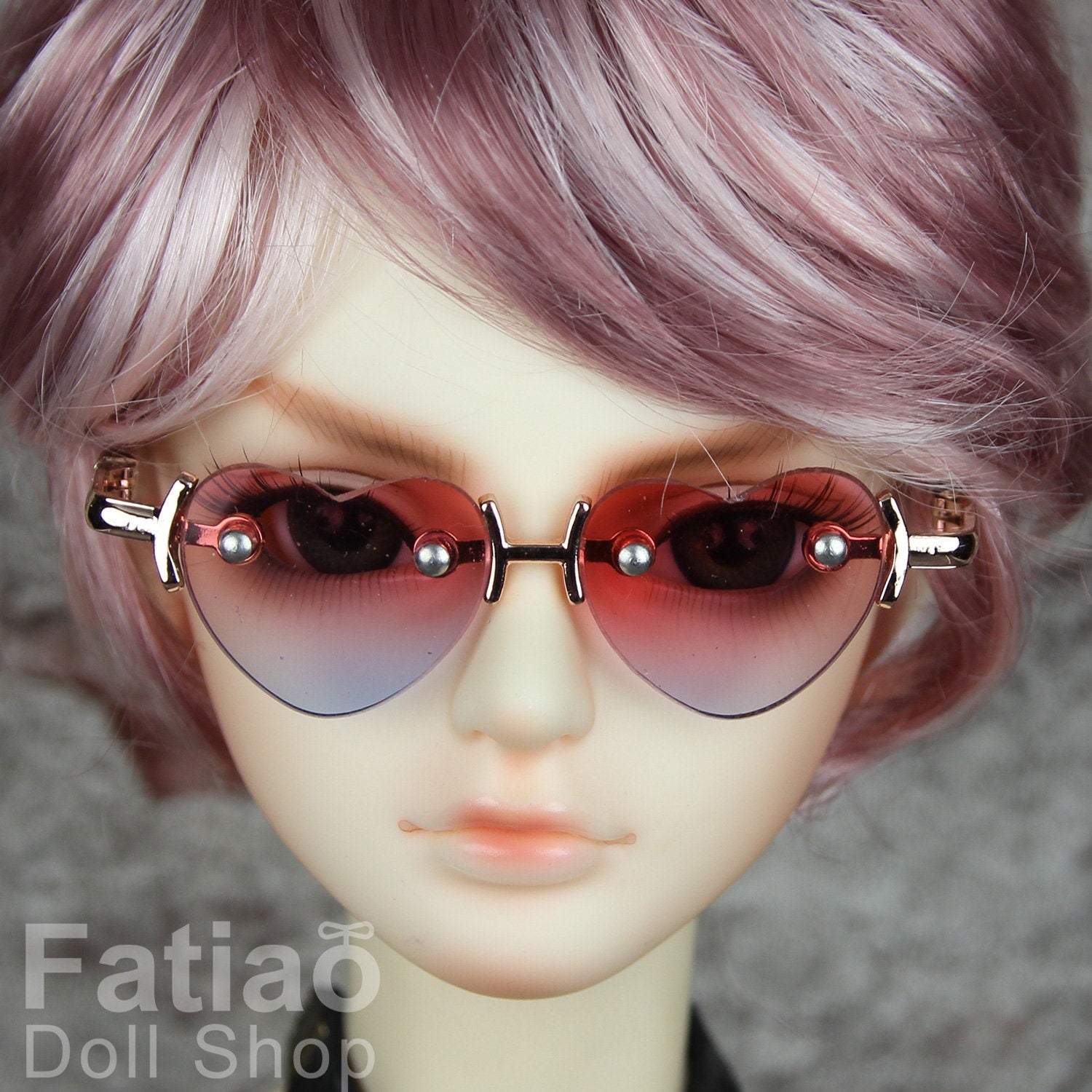 New fashion Rimless Frames Dolls Glasses fit 1/3 BJD SD Super Dollfie Heart Gradient color
