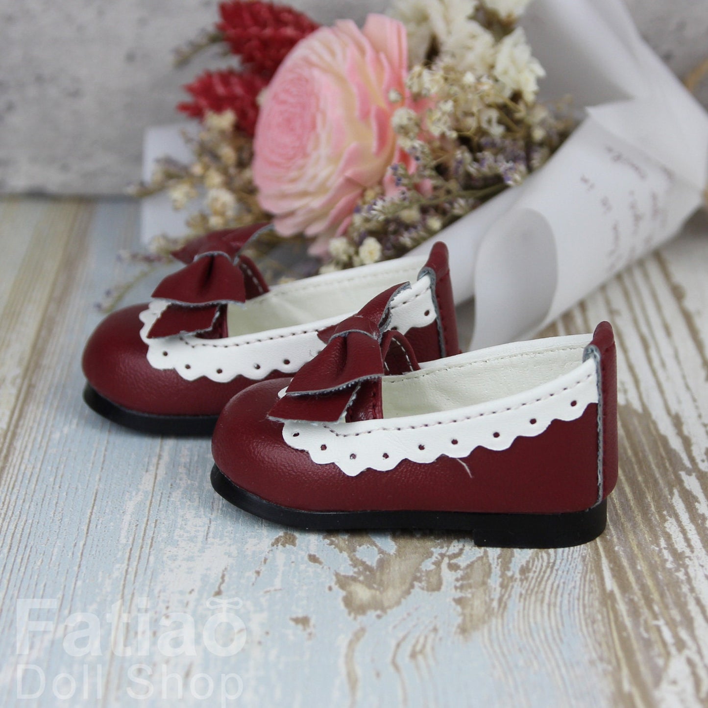 Fatiao - New 1/4 BJD MSD Dollfie Dolls Mary Jane Shoes - Red (Size 5.5cm)
