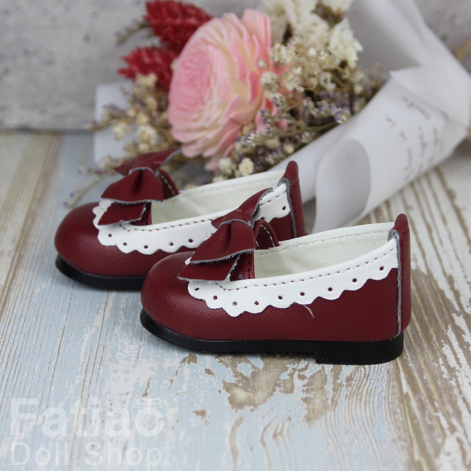 Fatiao - New 1/4 BJD MSD Dollfie Dolls Mary Jane Shoes - Red (Size 5.5cm)