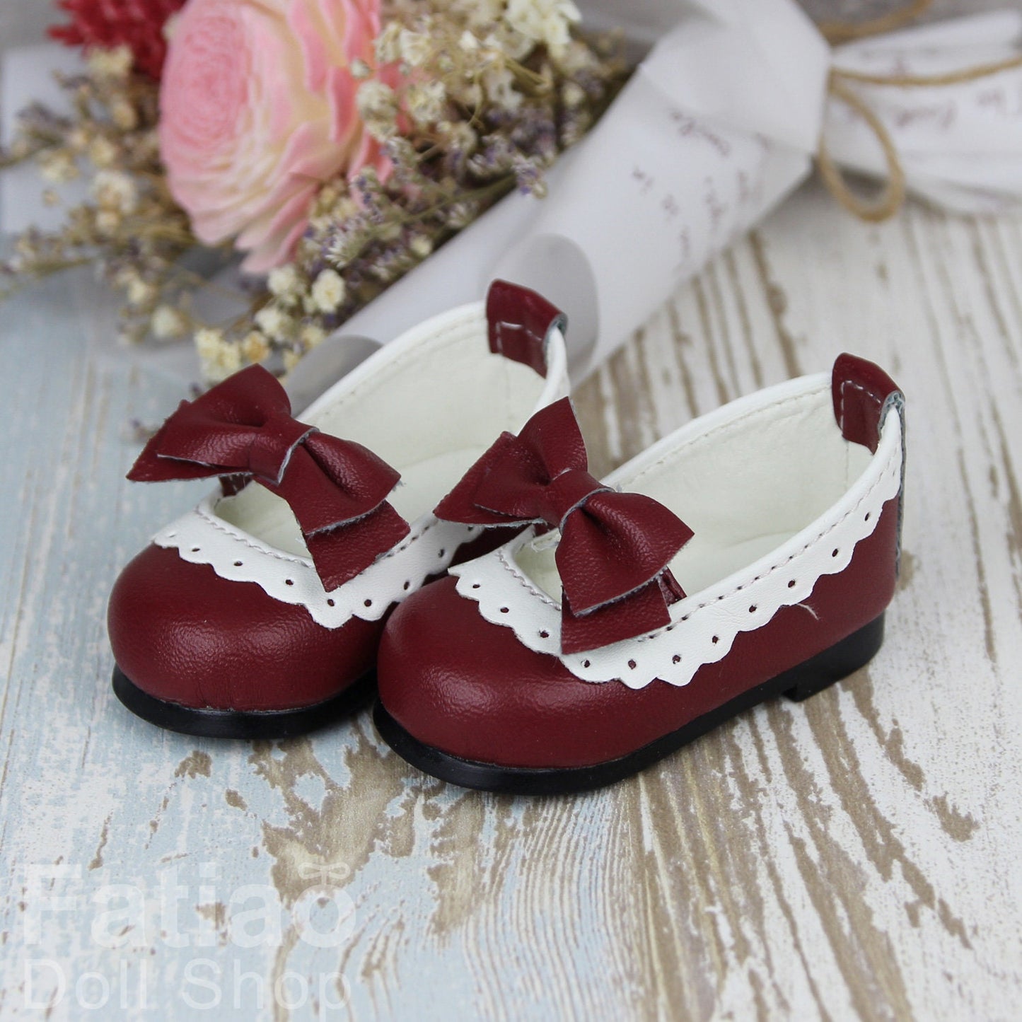 Fatiao - New 1/4 BJD MSD Dollfie Dolls Mary Jane Shoes - Red (Size 5.5cm)