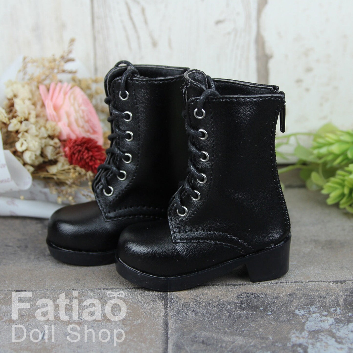Fatiao - New 1/3 BJD Dollfie DD Dolls Shoes Boots - Black (Size 6.5cm)