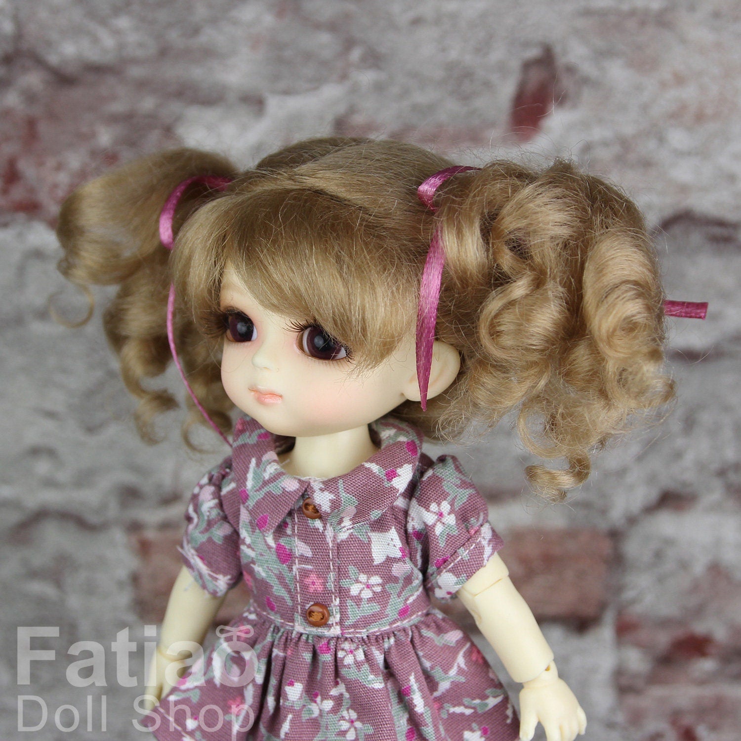 Fatiao - Dollfie Lati Yellow Pukifee 5-6 inch Mohair Doll Wig - Latte