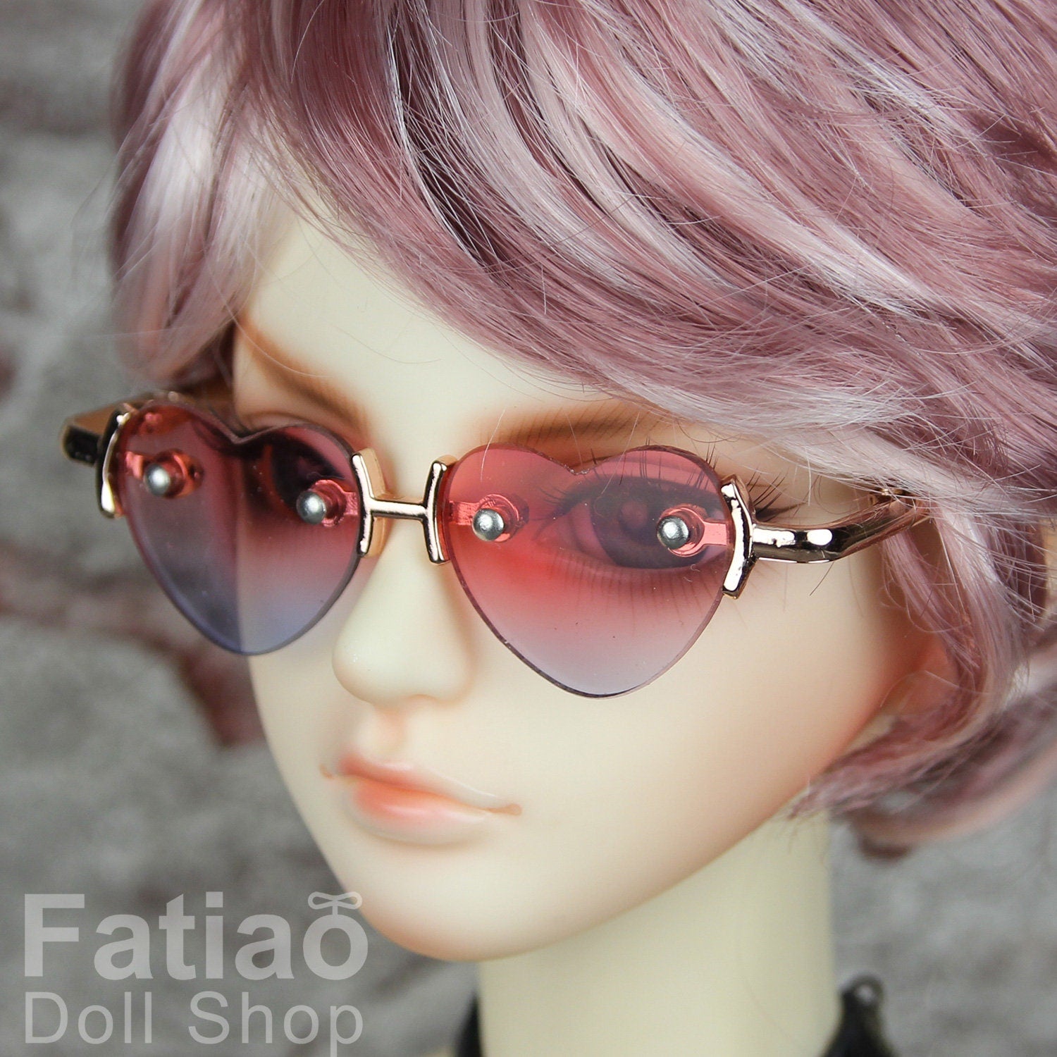 New fashion Rimless Frames Dolls Glasses fit 1/3 BJD SD Super Dollfie Heart Gradient color