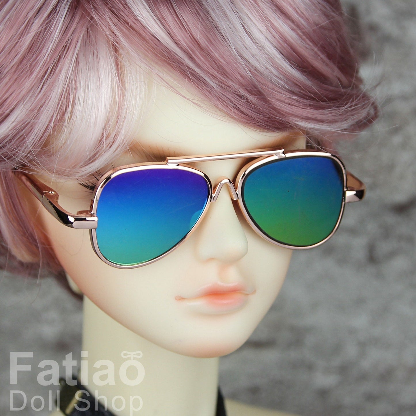 New fashion Rimless Frames Dolls Sun Glasses fit 1/3 BJD SD Super Dollfie - Gold