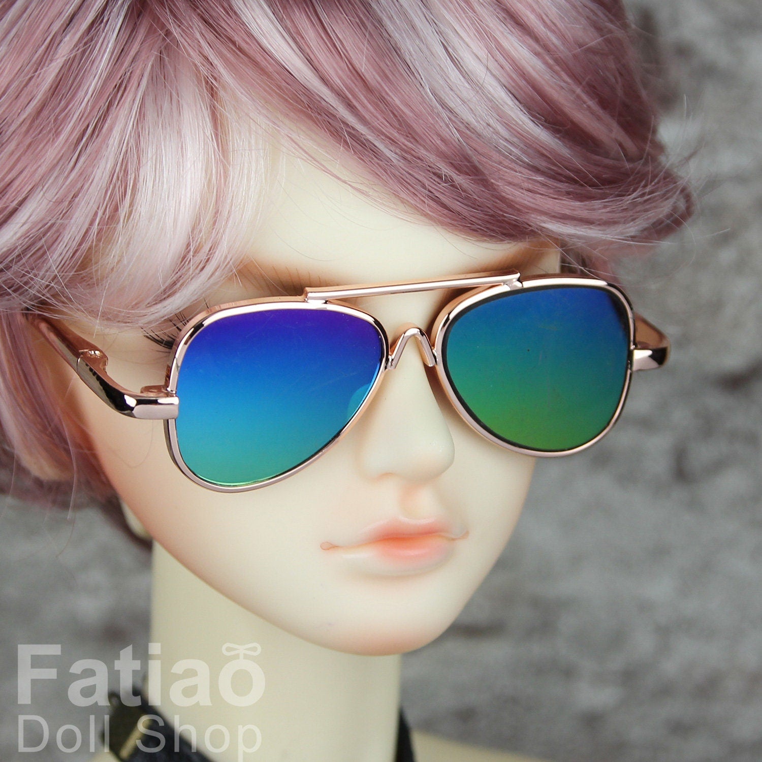 New fashion Rimless Frames Dolls Sun Glasses fit 1/3 BJD SD Super Dollfie - Gold