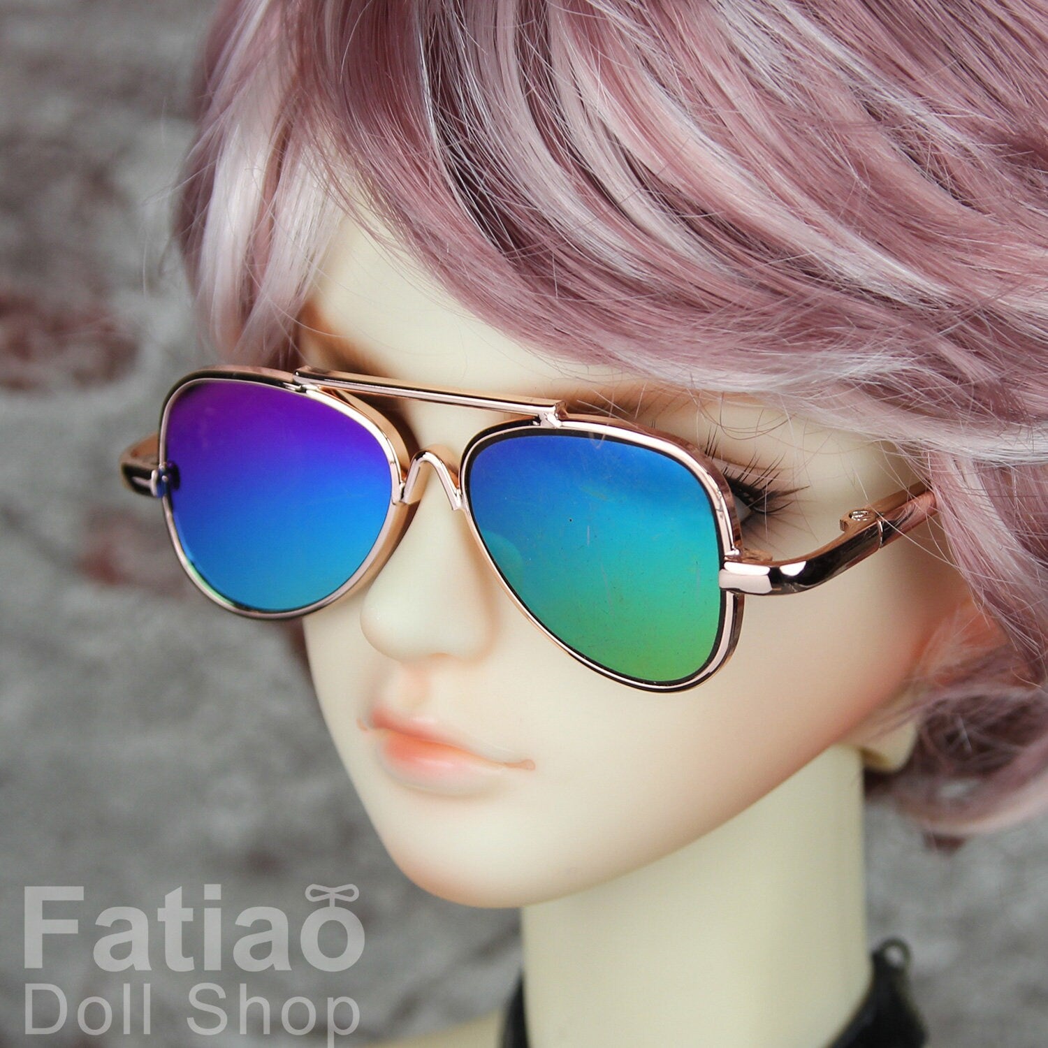 New fashion Rimless Frames Dolls Sun Glasses fit 1/3 BJD SD Super Dollfie - Gold