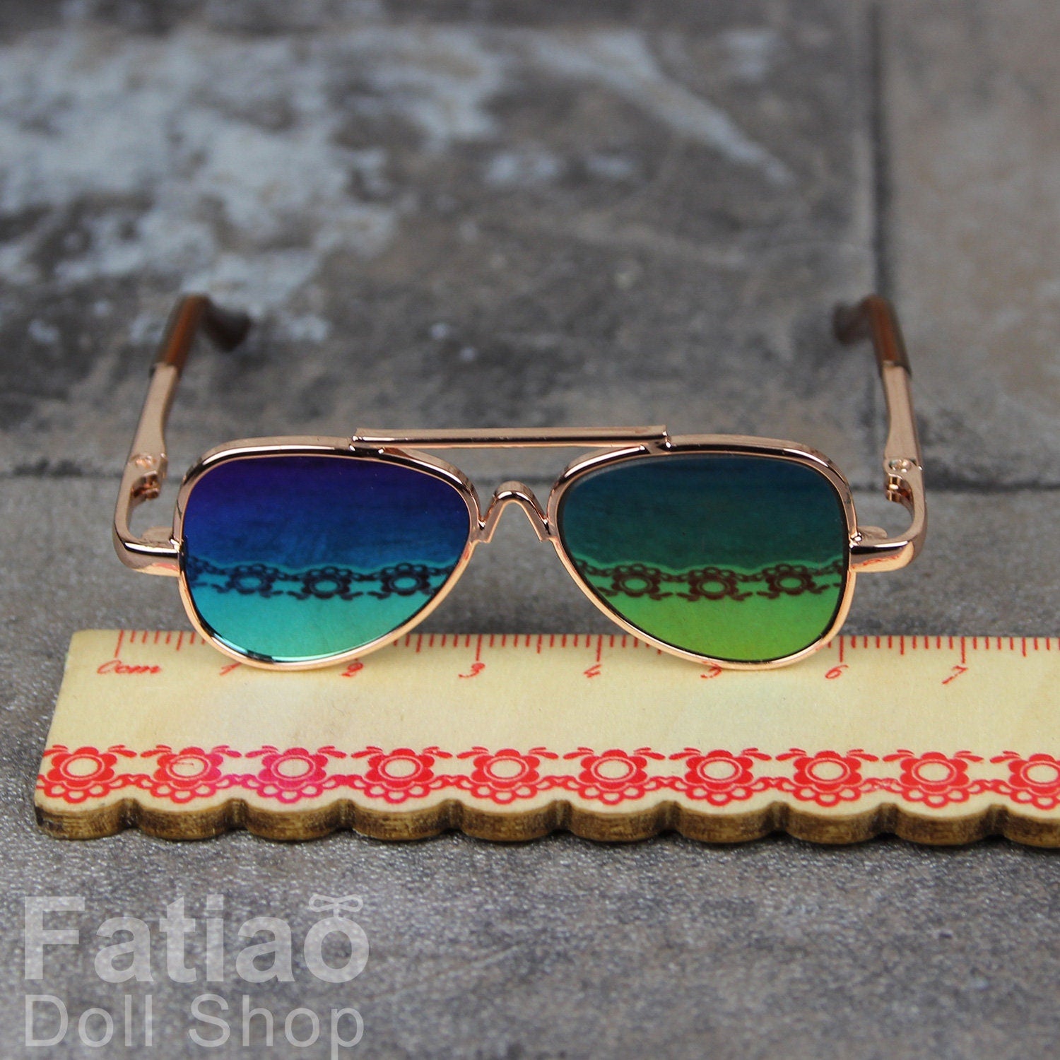 New fashion Rimless Frames Dolls Sun Glasses fit 1/3 BJD SD Super Dollfie - Gold
