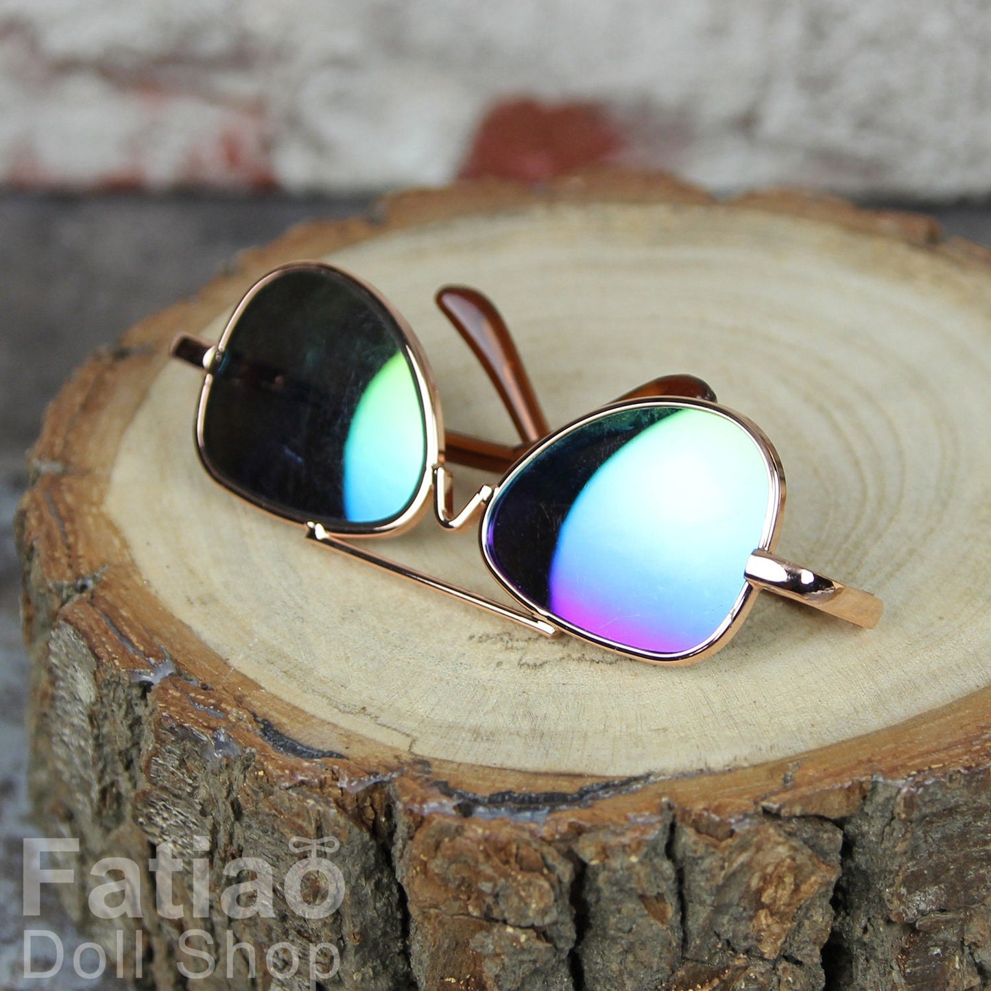 New fashion Rimless Frames Dolls Sun Glasses fit 1/3 BJD SD Super Dollfie - Gold