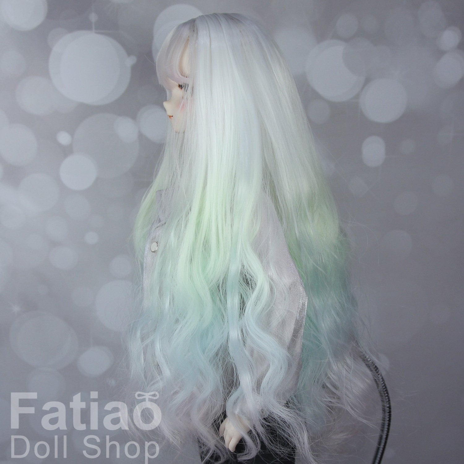 Fatiao - New Dollfie SD 1/3 BJD DD Dolls Long curly Wig size 8-9" - Gradient marshmallow