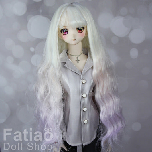 Fatiao - New Dollfie SD 1/3 BJD DD Dolls Long curly Wig size 8-9" - Light pink purple gradient