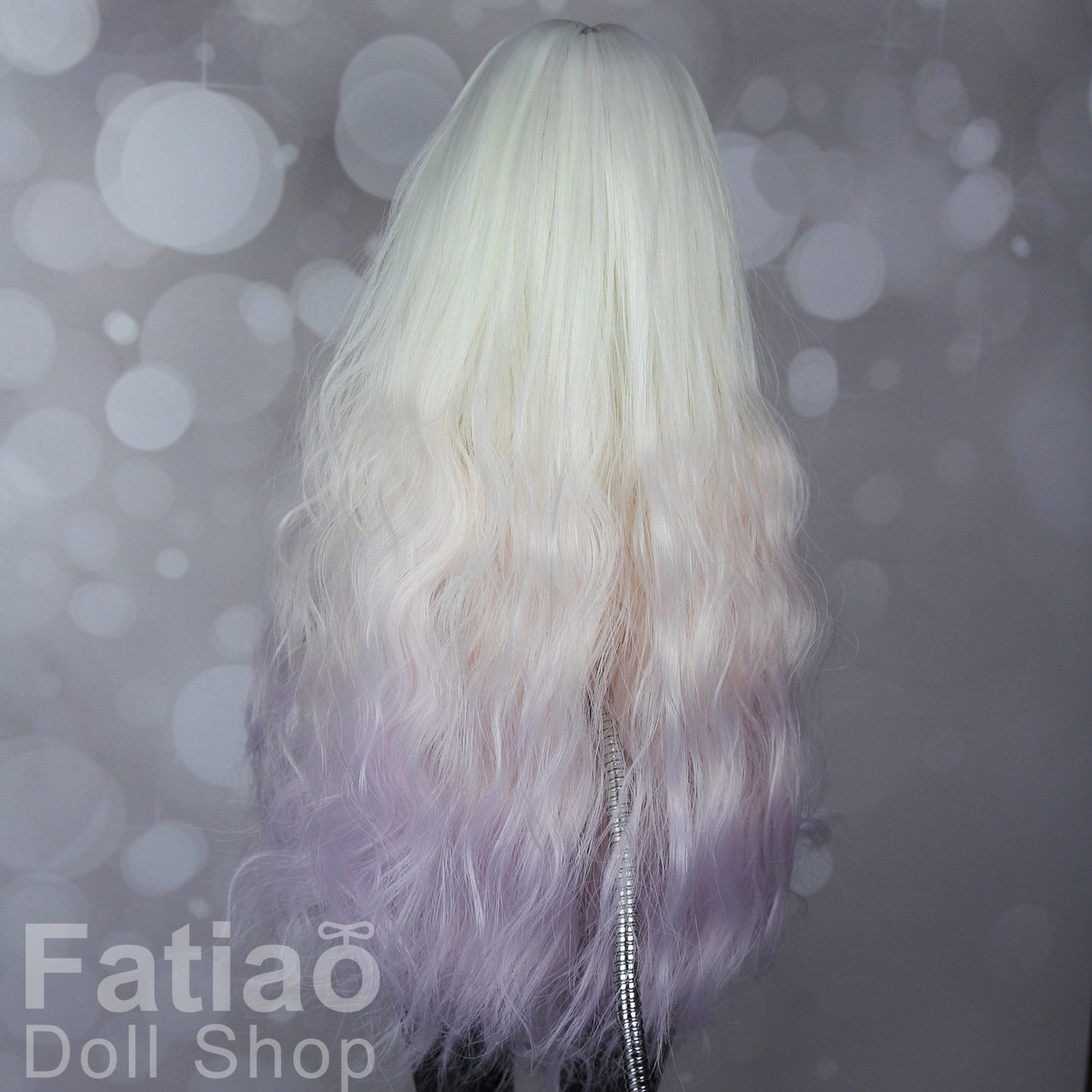 Fatiao - New Dollfie SD 1/3 BJD DD Dolls Long curly Wig size 8-9" - Light pink purple gradient