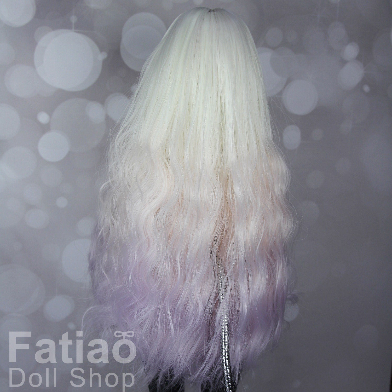 Fatiao - New Dollfie SD 1/3 BJD DD Dolls Long curly Wig size 8-9" - Light pink purple gradient
