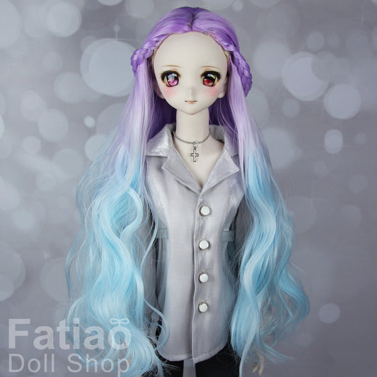 Fatiao - New Dollfie SD 1/3 BJD DD Dolls Long curly Wig size 8-9" - Gradient violet-blue