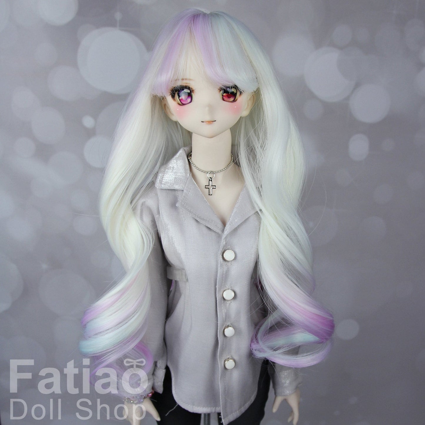 Fatiao - New Dollfie SD 1/3 BJD DD Dolls Long curly Wig size 8-9" - Rainbow Candy