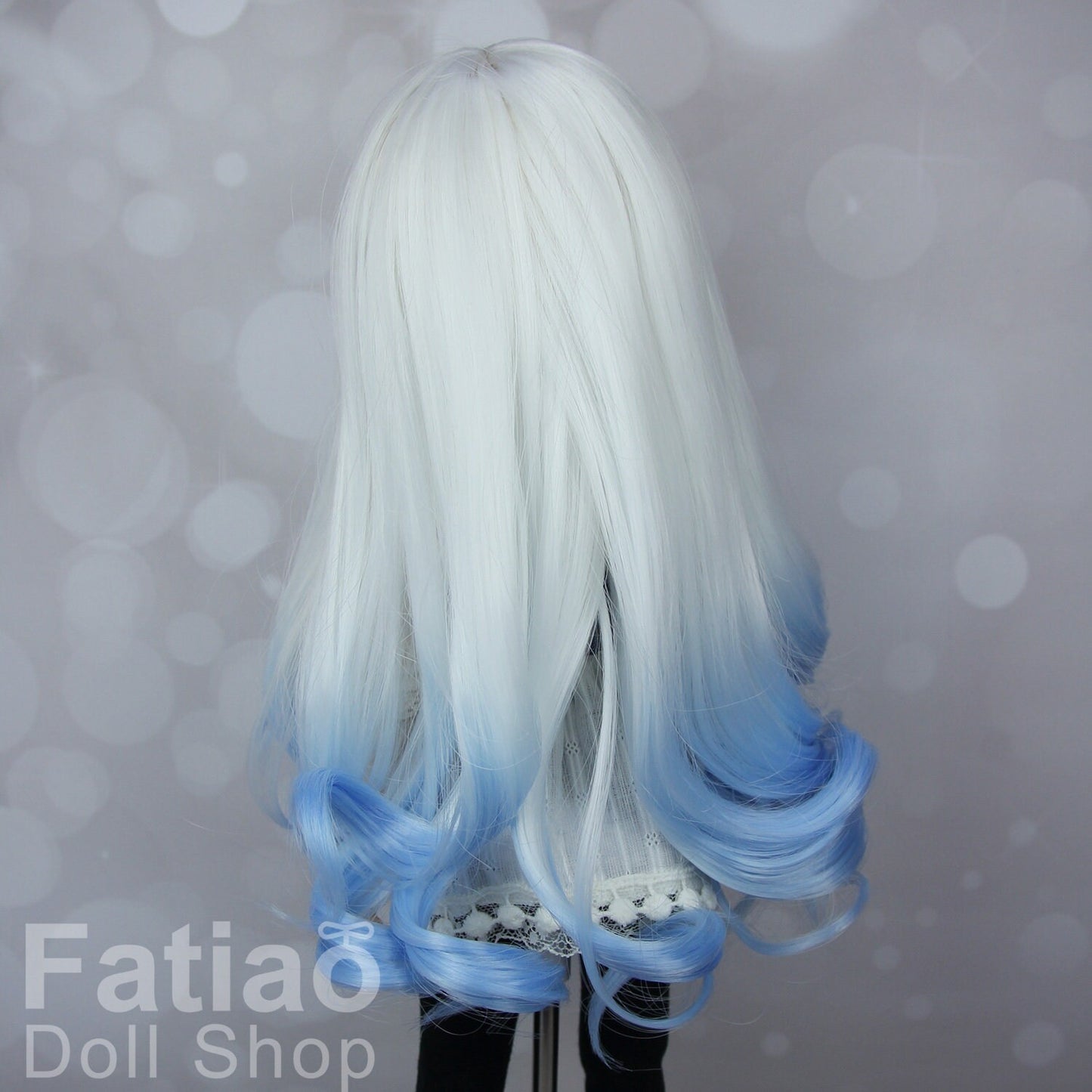 Fatiao - New Dollfie MSD Kaye Wiggs 1/4 BJD Size 7-8 inch Dolls Curls Wig - White-Blue gradient