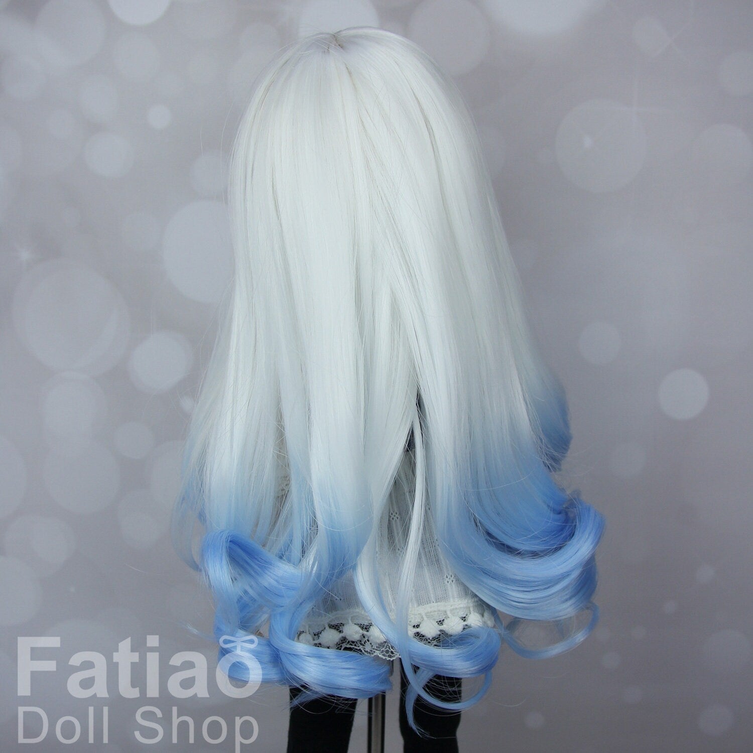 Fatiao - New Dollfie MSD Kaye Wiggs 1/4 BJD Size 7-8 inch Dolls Curls Wig - White-Blue gradient