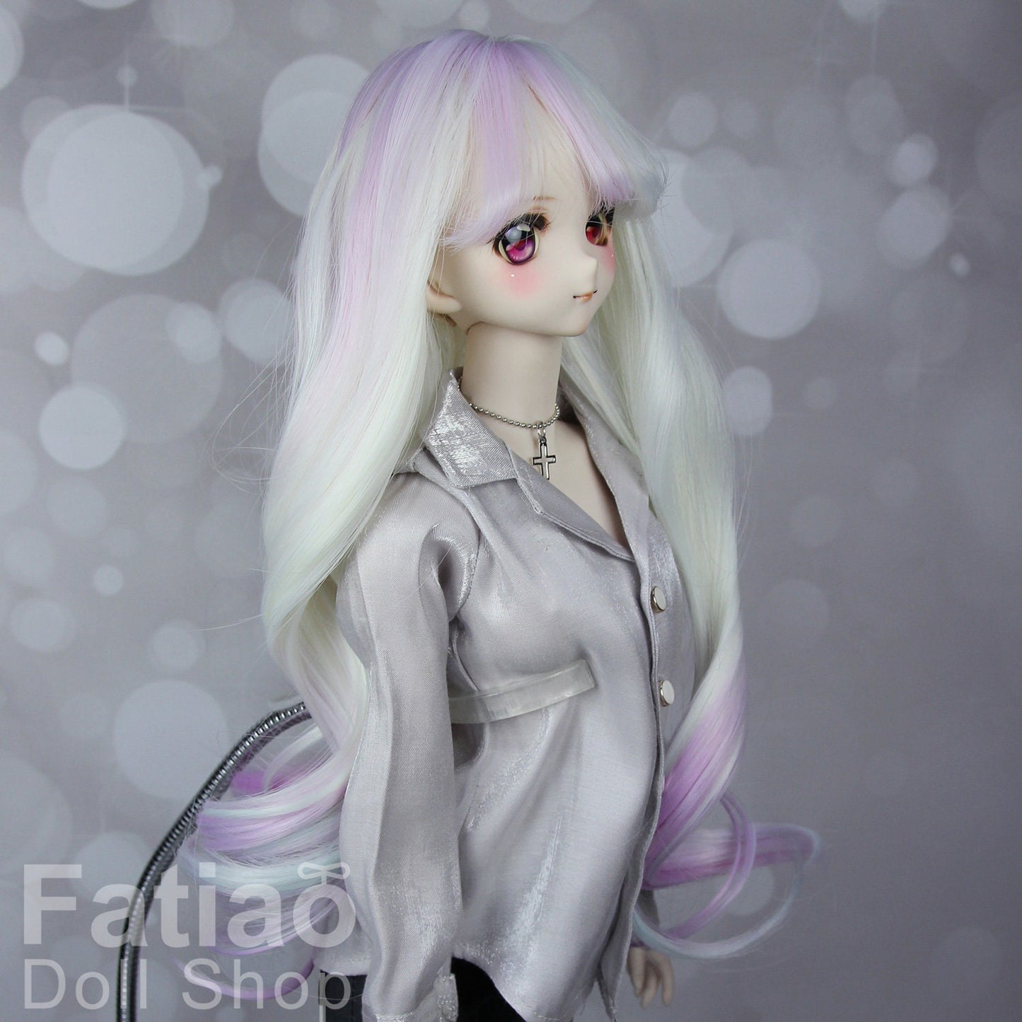 Fatiao - New Dollfie SD 1/3 BJD DD Dolls Long curly Wig size 8-9" - Rainbow Candy