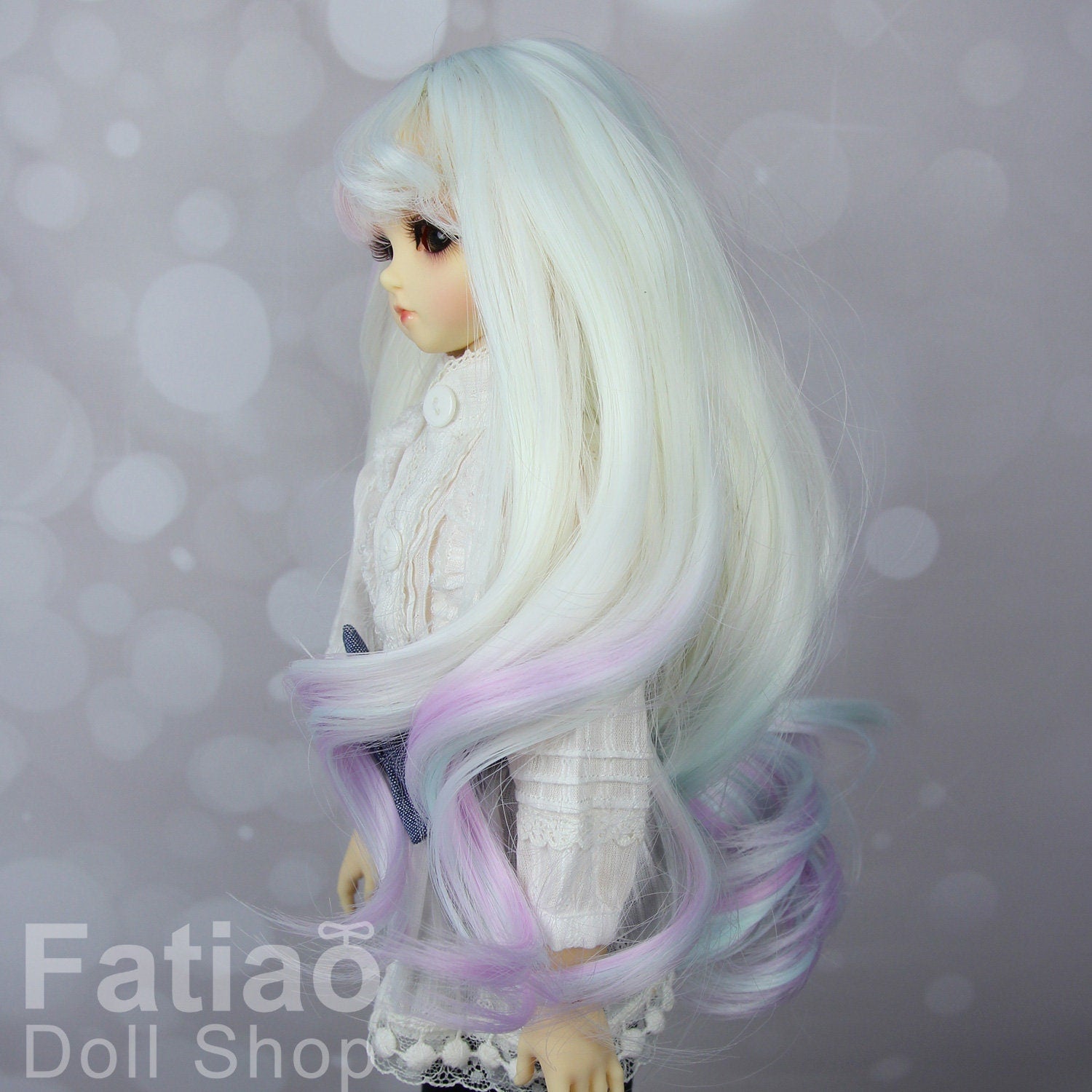 Fatiao - New Dollfie MSD Kaye Wiggs 1/4 BJD Size 7-8 inch Dolls Curls Wig - Rainbow Candy