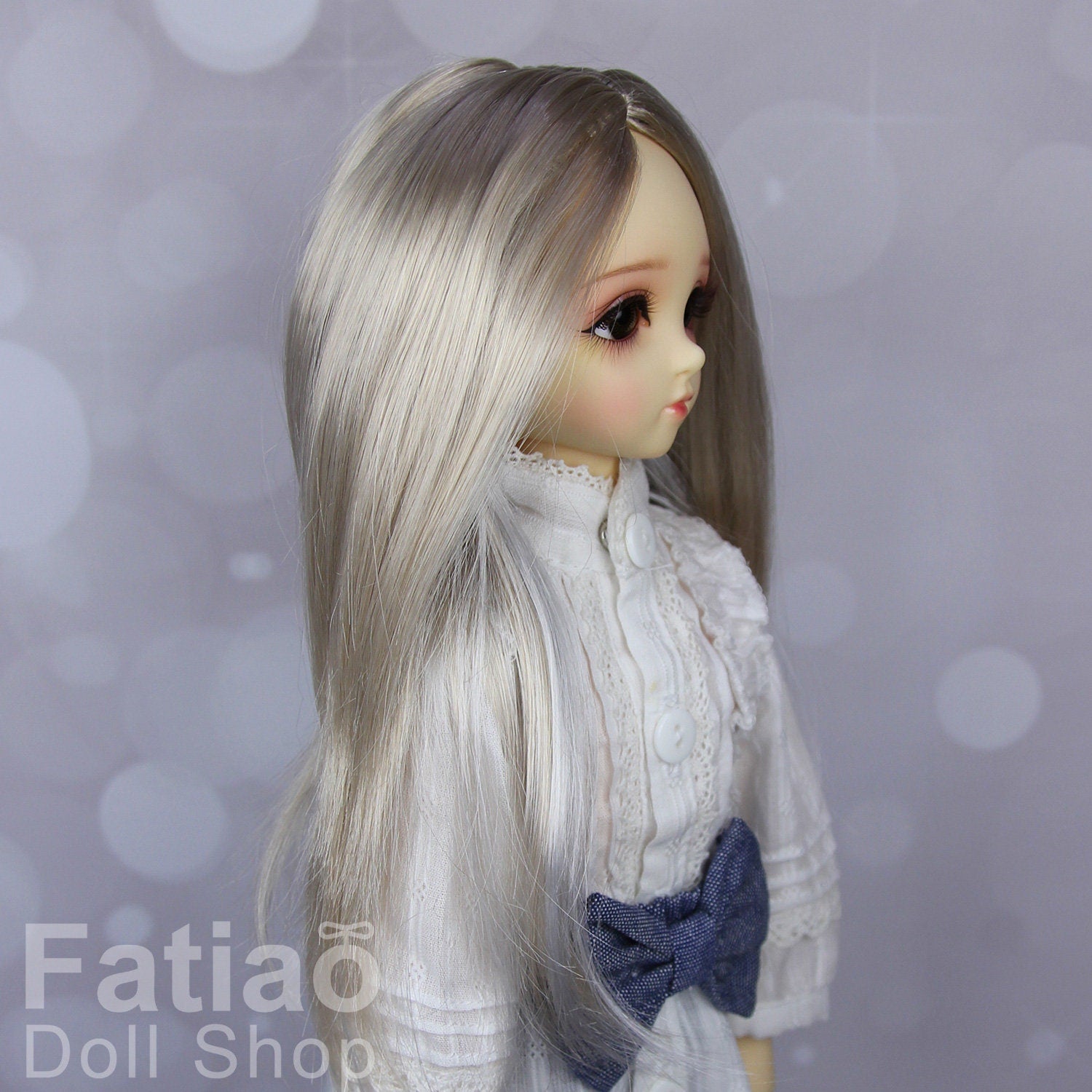 Fatiao - New Dollfie MSD Kaye Wiggs 1/4 BJD Size 7-8 inch Dolls Wig - Gray & Light Gold