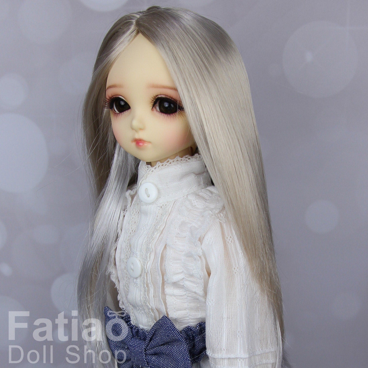 Fatiao - New Dollfie MSD Kaye Wiggs 1/4 BJD Size 7-8 inch Dolls Wig - Gray & Light Gold