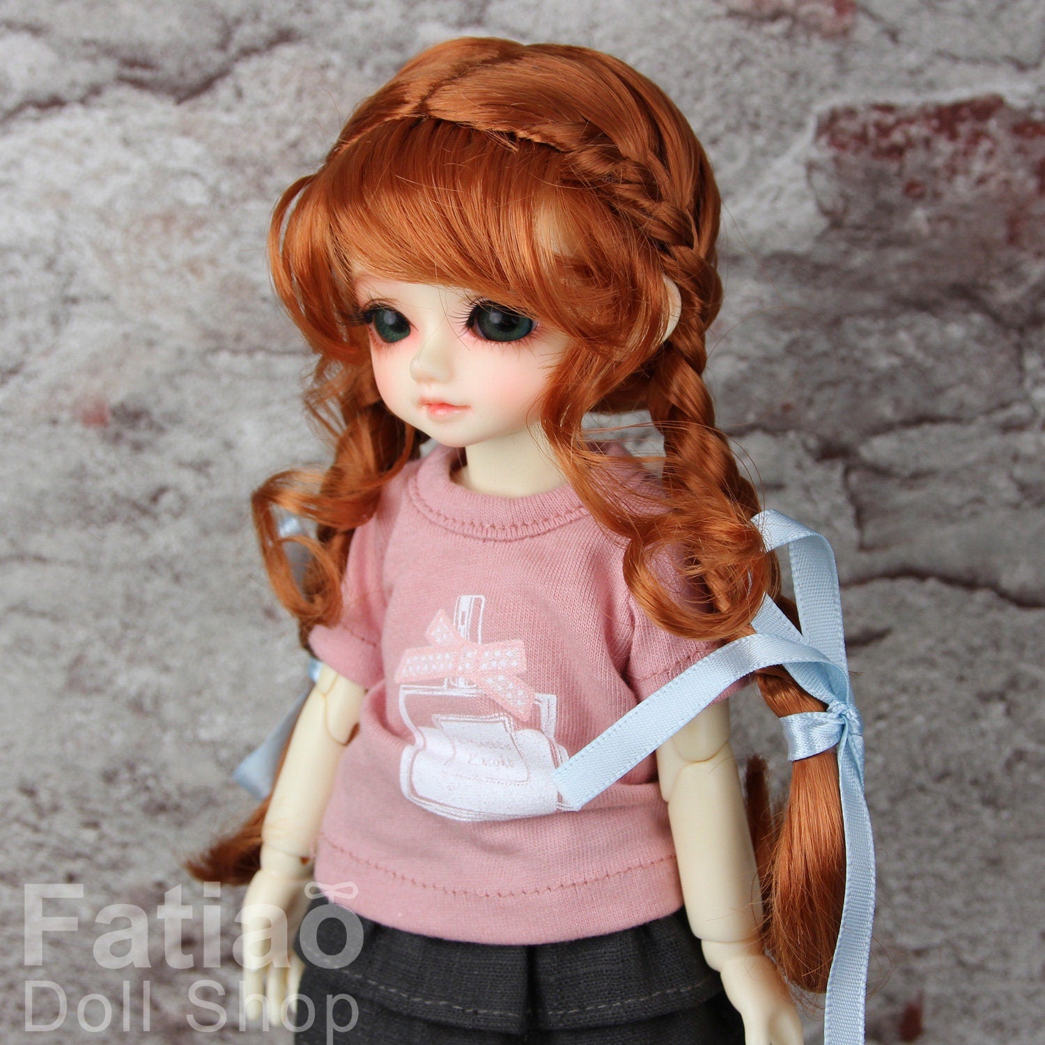 Fatiao - New Dolls Wig Dollfie Yo-SD 1/6 BJD 6-7" size - red orange