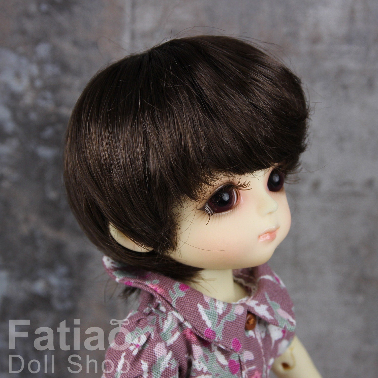 Fatiao - Dollfie Lati Yellow Pukifee 5-6" Angel Doll Wig Deep Brown