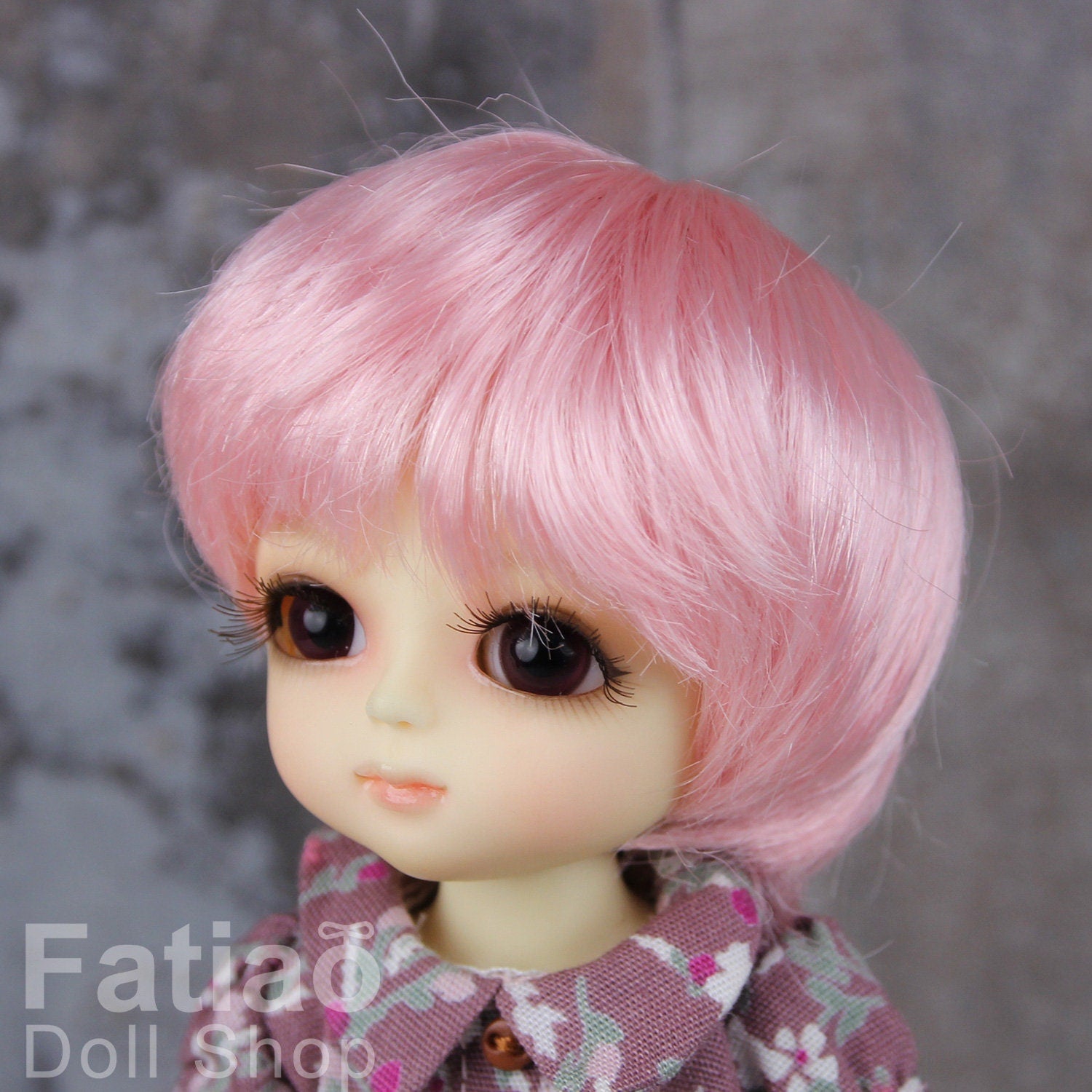Fatiao - Dollfie Lati Yellow Pukifee 5-6" Angel Doll Wig Pink