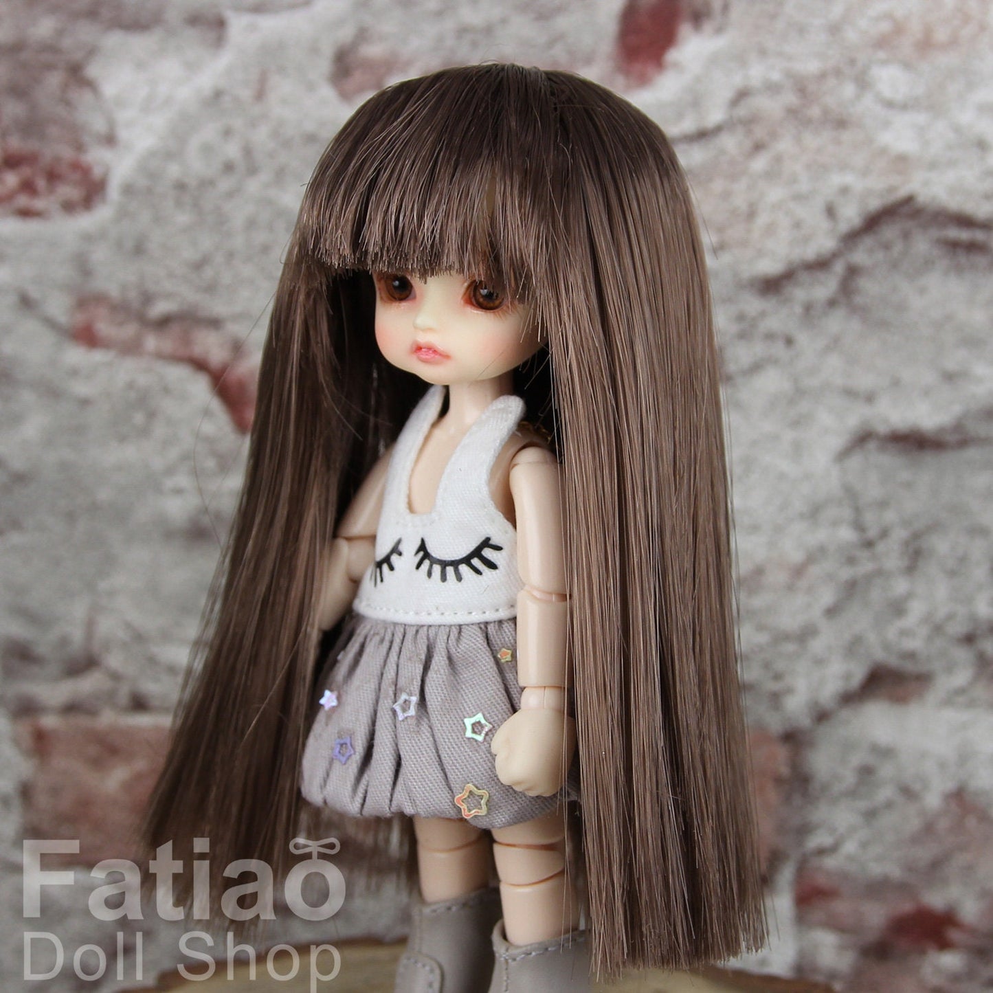 Fatiao - New BJD Dollfie pukipuki brownie 3-4" Doll Wig - Brown