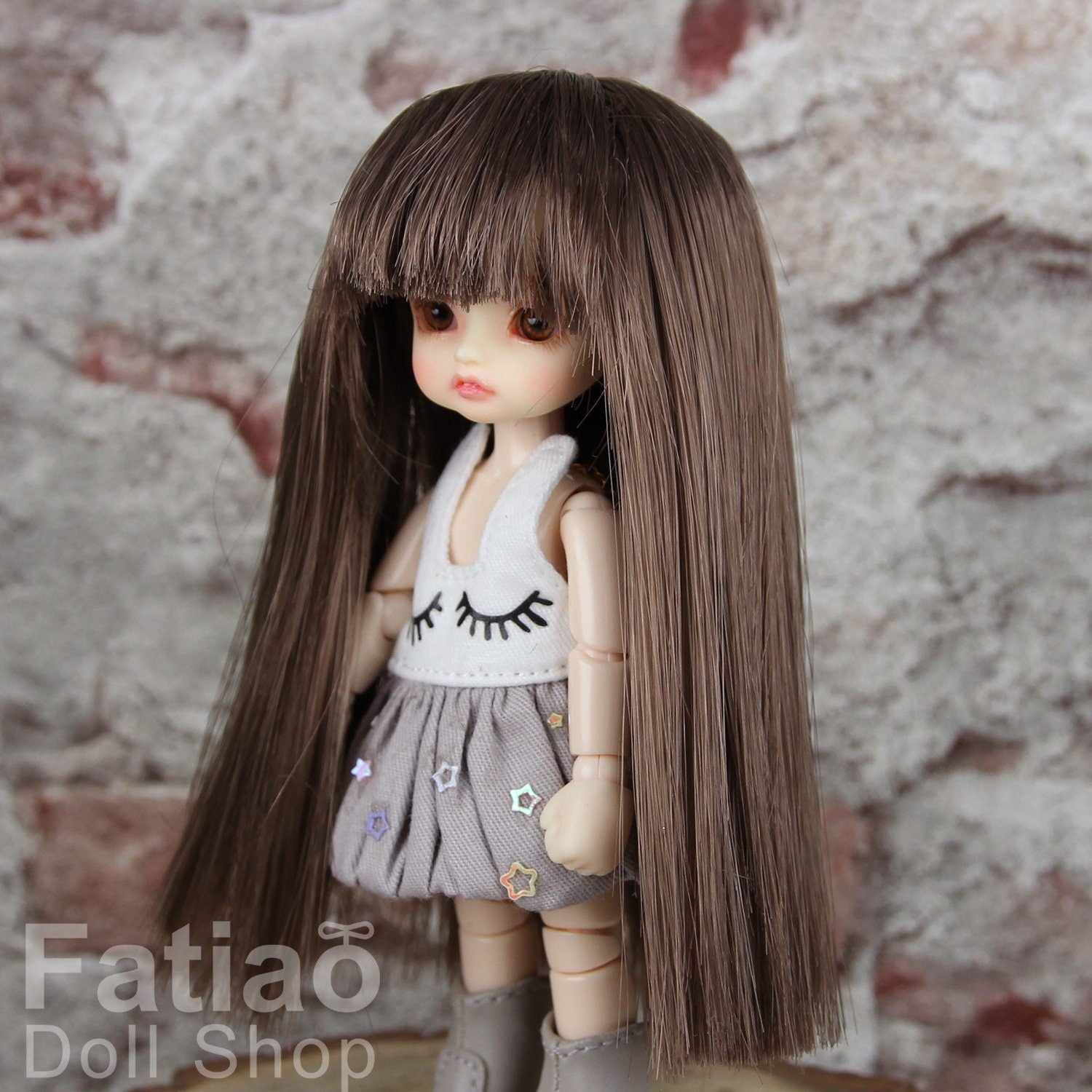 Fatiao - New BJD Dollfie pukipuki brownie 3-4" Doll Wig - Brown