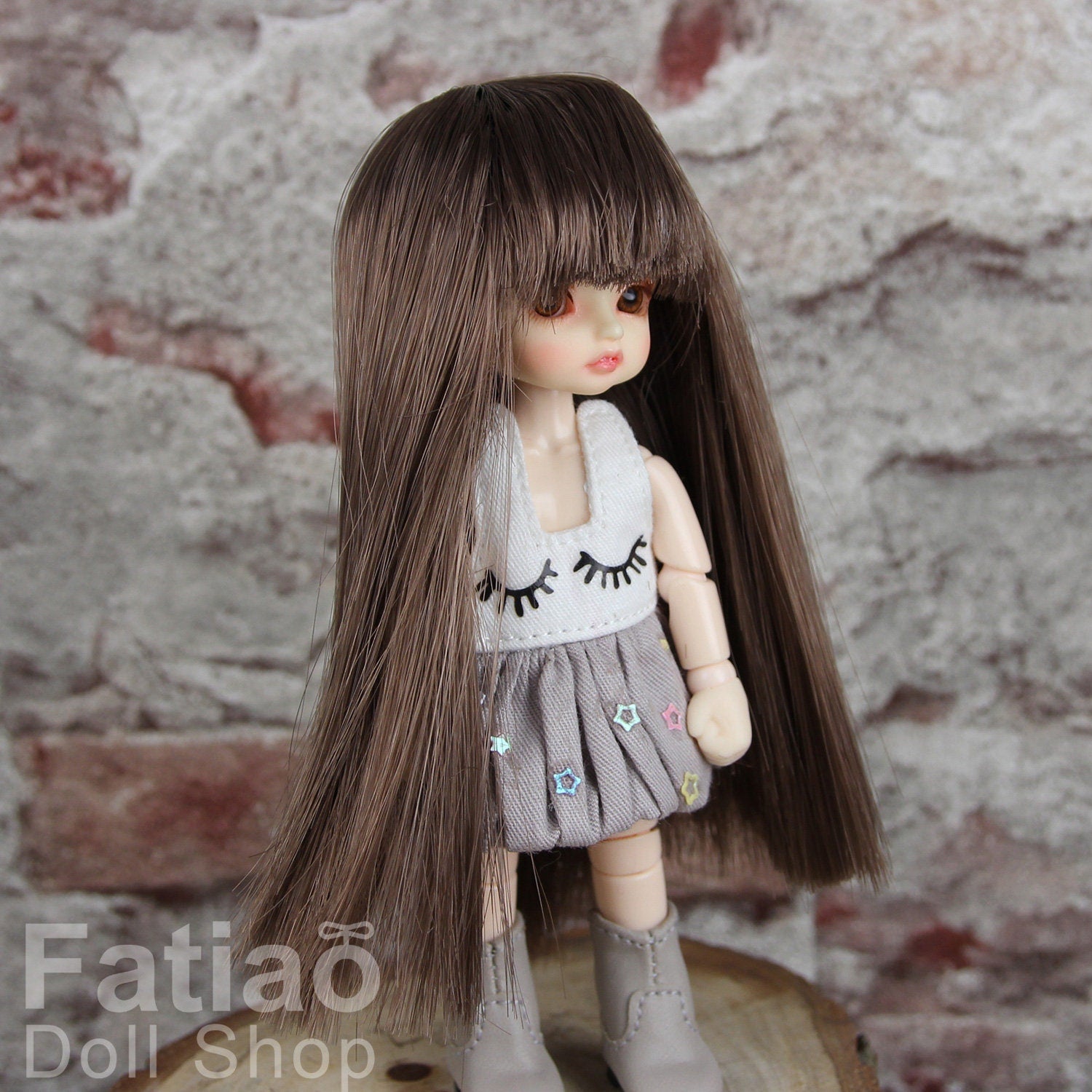 Fatiao - New BJD Dollfie pukipuki brownie 3-4" Doll Wig - Brown